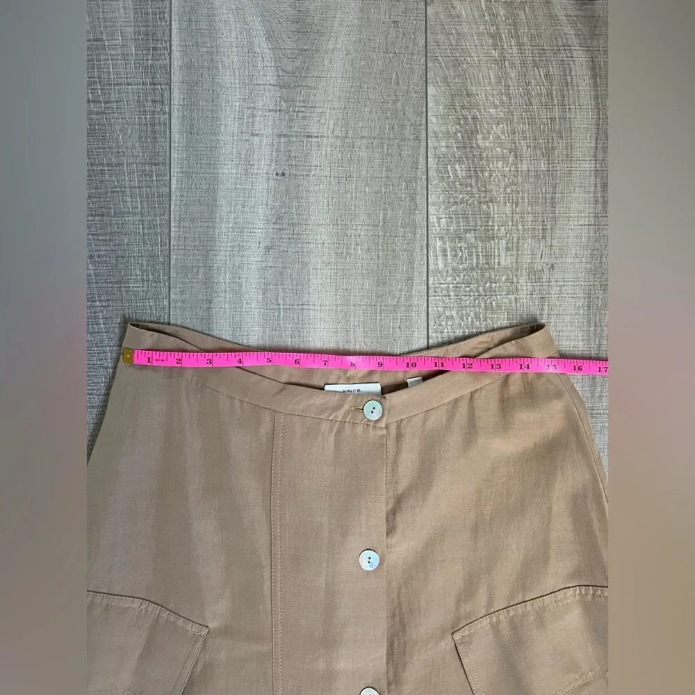 Vince Women’s Linen Blend Utility Button-Down Midi Skirt Size 10 - Picture 7 of 12